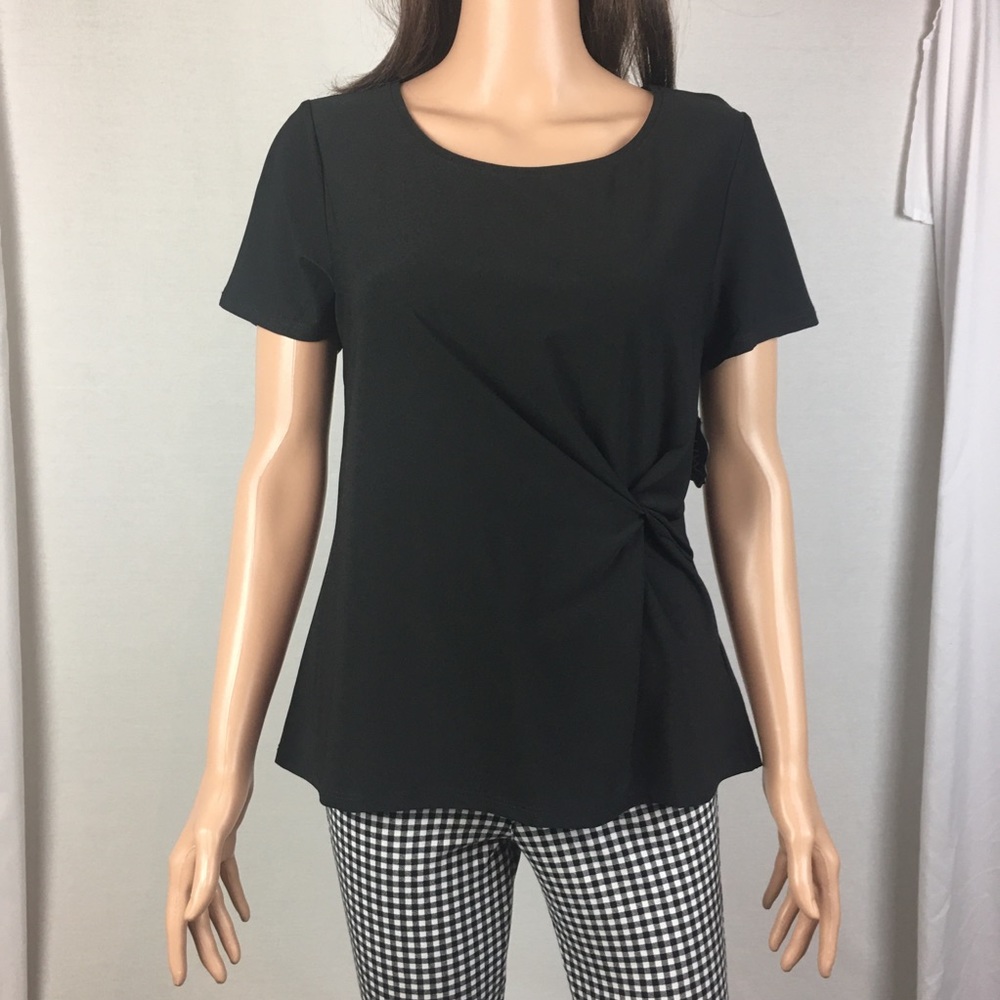 AUW Black Side Knot Top